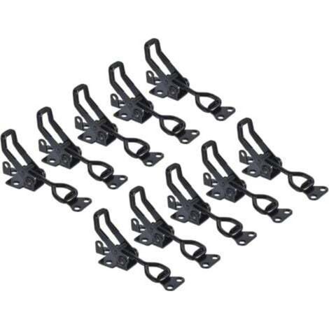 Packung mit 10 verstellbaren Knebelverschlüssen, Metall-Reißverschlussclips, Modell 4002, Schnellverschluss-Knebelverschlüsse für Schranktüren, schwarz, Schrauben nicht enthalten