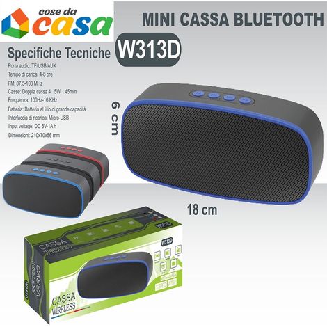 Speaker doppia cassa mega bass altoparlante bluetooth charge wifi usb radio fm  nera (1/4)