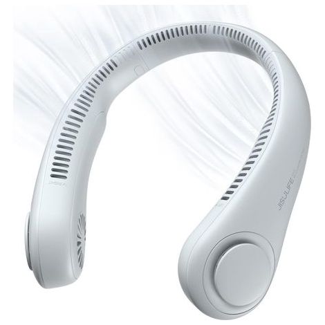 Ventilatore da collo portatile senza pale per un utilizzo a mani libere, alimentato da una batteria da 4000 mAh, connessione USB, 3 velocità - Grigio (1/5)