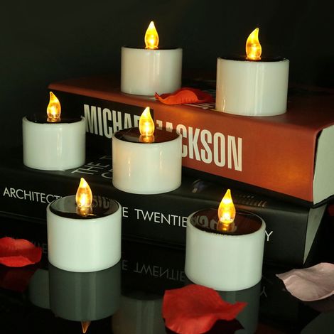 Bougie Électrique À Led - Bougie Solaire Sans Flamme - Pour Décoration De Noël Et Fêtes - 6 Pièces (1/5)