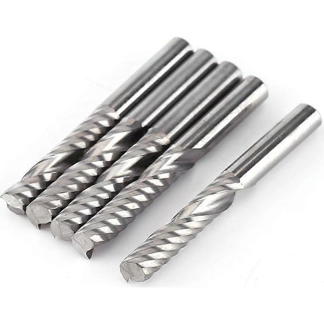5 Stück Hartmetall-Schaftfräser, einschneidig, spiralförmig, CNC-Fräser, 6 mm x 32 mm