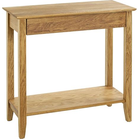 Console table d'appoint 1 tiroir en bois massif huilé coloris chêne - Longueur 75 x Hauteur 75 x Profondeur 35 cm (1/5)