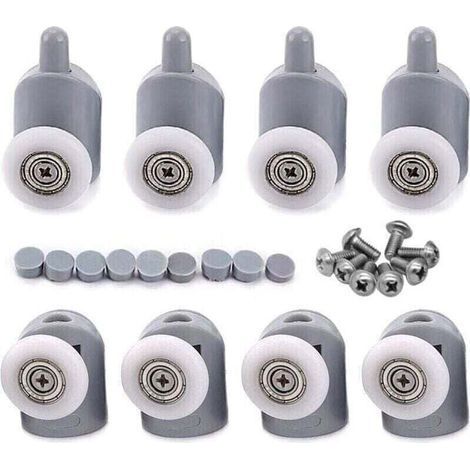 8 pièces Roulettes pour Porte de Douche Galet Porte Coulissante de 23 mm pour Porte Douche Salle de Bain 4 Roulettes Supérieures et 4 Roulettes Inférieures (1/5)