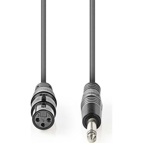 Cable audio asymetrique xlr 3 broches femelle 635 mm male plaque nickel 100 m rond pvc gris fonce boite cadeau (1/5)