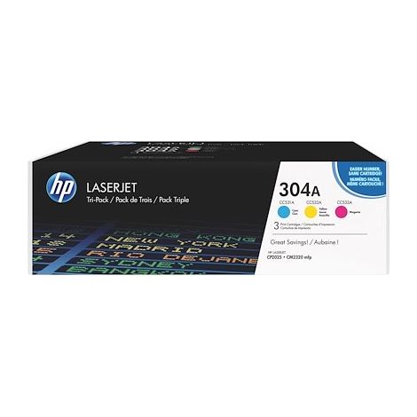 HP 304A pack de 3 toners LaserJet cyan/magenta/jaune authentiques (1/5)