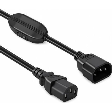 Cavo di prolunga per apparecchi a freddo con interruttore da IEC C13 a C14 - 0,75 mm² - Rame puro - 10 A - 250 V - Per PC, monitor, stampante, server, elettrodomestici - Compatto - Cavo di prolunga (1/5)