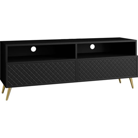 Meuble TV Comfivo Pavo, Noir, Le nombre de portes: 0, Nombre de tiroirs: 0, 150x57x42cm