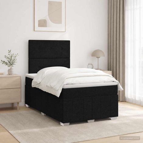 vidaXL Cama box spring con colchón Negro 120 x 190 cm Tela (1/5)