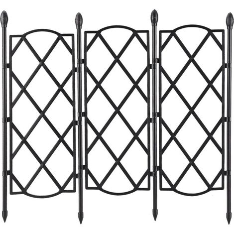 Grillage de Jardin Modulaire en 3 Panneaux - Treillis Métallique à Revêtement Plastique Noir, Cadre DIY pour Plantes Grimpantes, Clôture et Décor Festif (63x46.5 cm) (1/5)