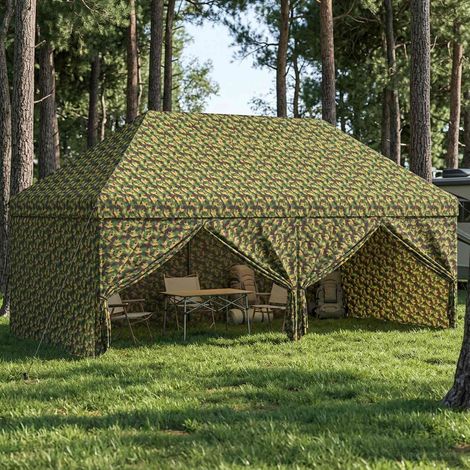 vidaXL Tendone con 4 Pareti Laterali 2,9 x 5,8 m Camouflage Militare (1/5)