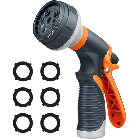 Garden Hose Nozzle, Water Hose Nozzle Spray, Heavy Duty Water Spray Gun High Pressure Washer Sprayer with 8 Patterns, Su (1/5)