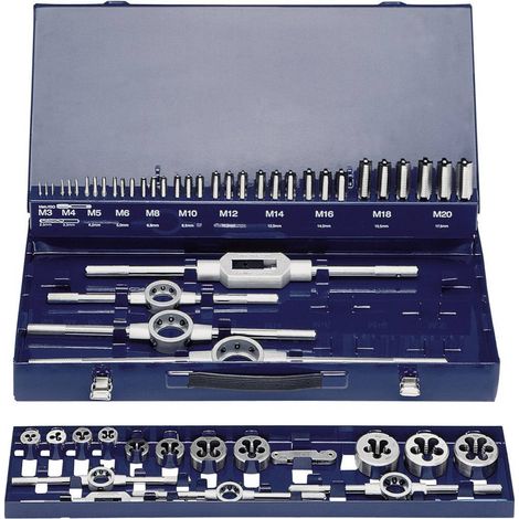 Set de tarauds et filières HSS, 54 pcs Eventus by Exact 10723 métrique M3, M4, M5, M6, M8, M10, M12,