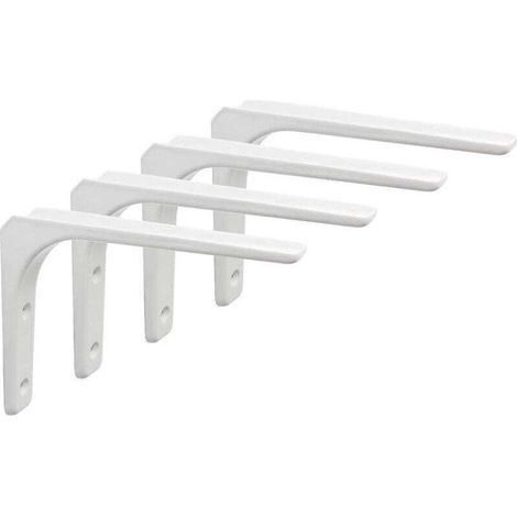 Support Etagère Murale Fixation Flottante Support, Tablette Flottante Support Flottant en Bois Dissimulé à Fixation, Equerre Charge Lourde Blanc Brillant en Métal, 4Pcs, EJR200W-4P (1/4)