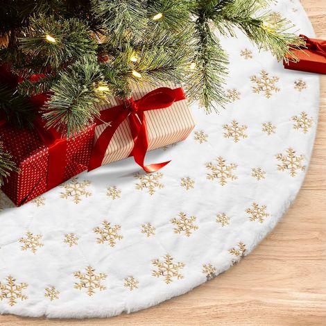 Falda para árbol de Navidad, 120 cm de diámetro, delantales para fondo de árbol de Navidad, decoración para árbol de Navidad, decoración del hogar (Estilo 28) (1/5)