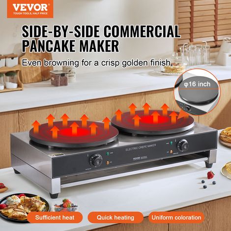 Crêpière Électrique 40 cm, Appareil à Crêpes Commercial à Double Tête, Machine à Crêpes Antiadhésive, Plaque Chauffante à Crêpes Pl… (1/5)