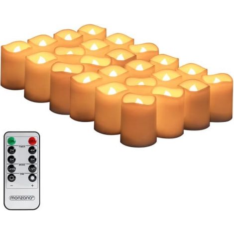 24 Bougies LED en cire véritable pour Table de Noël décoration maison : Télécommande incluse (1/3)