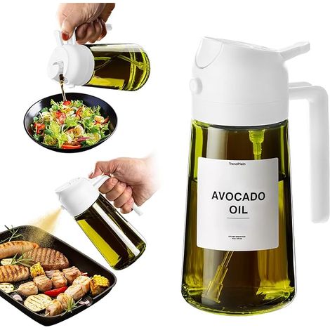 Pulverizador 2 en 1 de Aceite y Vinagre 470 ml – Spray de cocina para cocinar, freidora de aire y ensalada (1/5)