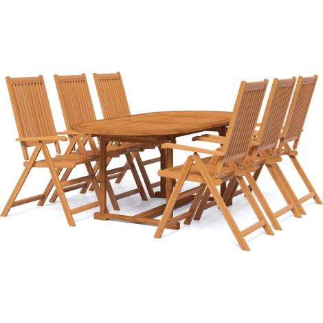 Maison Exclusive - Set Mobili da Pranzo per Giardino 7 pz Legno Massello di Acacia 120-170 cm