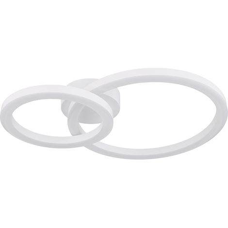 Deckenleuchte Wohnzimmerleuchte Deckenlampe LED Ringe Design weiß L 42 cm