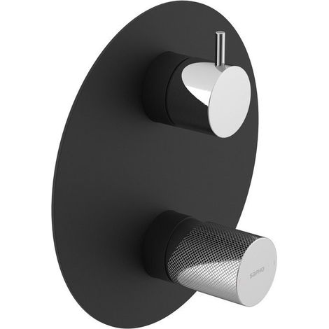 Mitigeur de douche à encastrer ULTRATAP, 2 voies, interrupteur rotatif, noir mat/chrome