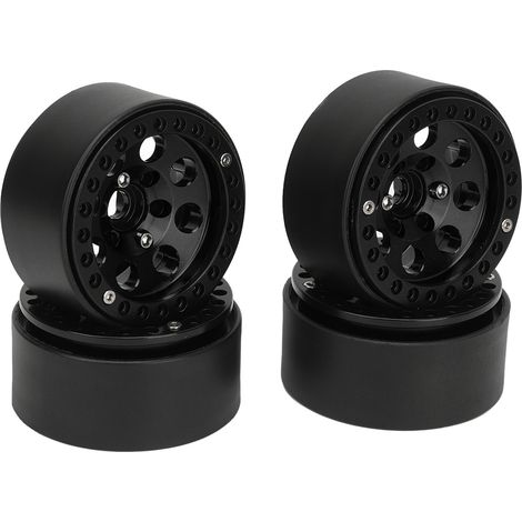 4 Jantes RC 1.9 Pouces en Alliage d'Aluminium Stables, Moyeux pour Voiture RC Axial SCX10 II III Noir (1/5)