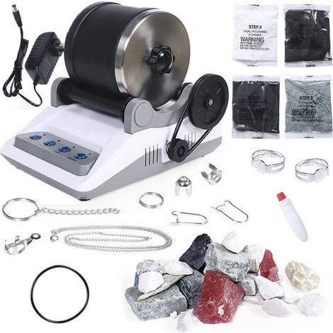 Ecleanfy - Kit de polissage de pierres professionnel Willkey pour enfants et adultes : polisseuse électronique avec polisseuse, abrasifs et rouleau. (1/5)