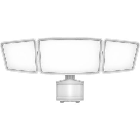 Xanlite - Projecteur LED Solaire Mural Blanc - 3 Têtes Rotatives - 1600 Lumens - Détecteur de Mouvement - Blanc Froid (5000K) - PRS3T2000DB