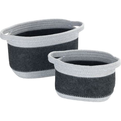 WENKO Filzkorb Bea Dunkelgrau M, Korb aus recycletem Polyesterfilz, Grau, Baumwolle hellgrau, Polyester dunkelgrau (1/5)