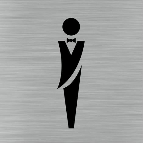 Pictogramme Toilettes Hommes (Q1055).- Adhésif aspect aluminium brossé - (1/5)