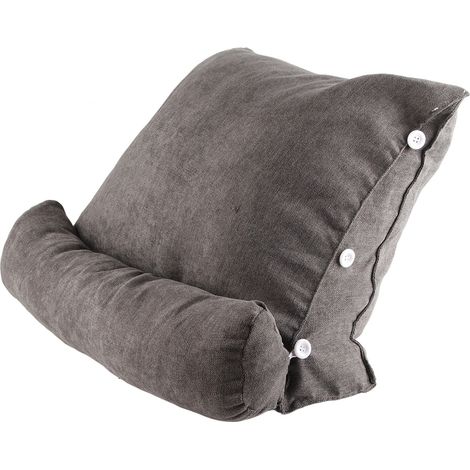 Coussin triangulaire pour tête de lit, oreiller de lit capitonné style tatami, soutien lombaire, dossier large, canapé, baie vitrée, chambre, déhoussable et lavable, gris foncé, 60 x 22 x 50 cm (1/5)