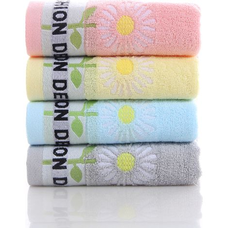 Serviette en coton pour adulte, douce, épaisse et absorbante, pour le visage, brodée, pour le bain, les mains, le visage, la salle de sport et le spa (lot de 4).