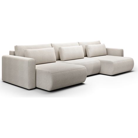 Canapé U 4 places convertible coffre Evy Gris Clair (1/5)
