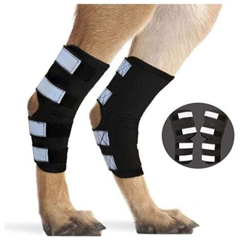 QORVA-1 paire d'attelles pour pattes arrière de chien, support d'articulation du jarret arrière pour chien avec sangles réfléchissantes de sécurité pour la protection contre les blessures articulaires