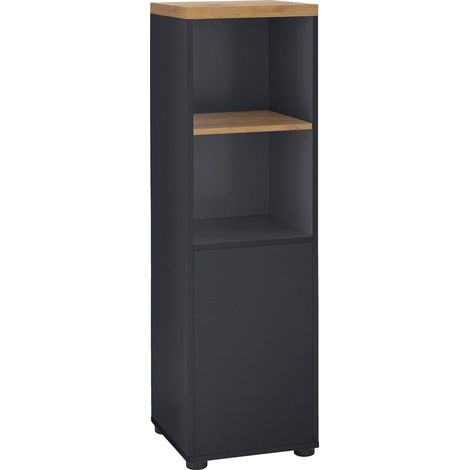Armoire moderne 1 porte avec étagère – MDF blanc et anthracite – Design épuré pour rangement pratique – Surface facile à nettoyer