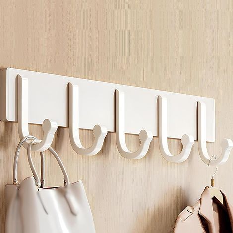 Appendiabiti da parete, ganci da parete in stile rustico per appendere abiti, supporto con gancio in lega di alluminio (bianco, 38 cm/14,9 pollici) (1/5)