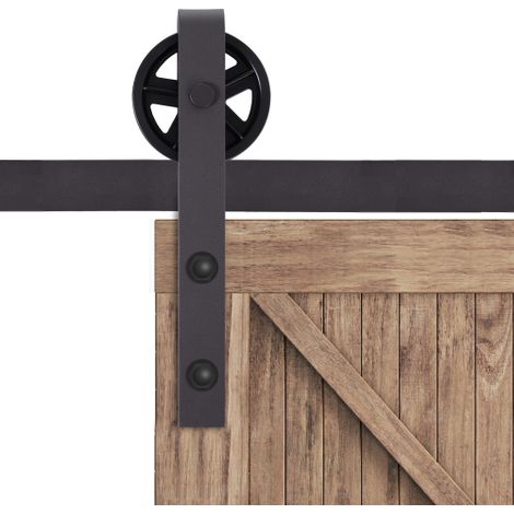 Schiebetüren-Beschlagsatz 183 cm Komplett-Set mit Schienen, Rollen, Schienenstopper, Bodenblock, Set Türschrauben, Schiebetürsystem aus Kohlenstoffstahl Dunkelbraun
On-Site (1/5)