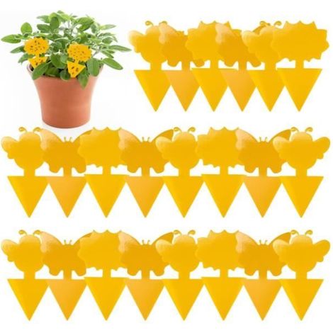 24 Anti-Trauermücken-Sticker für Pflanzen, Trauermückenfallen für Pflanzen, Insektenfallen, gelbe Klebebänder zum Einstecken