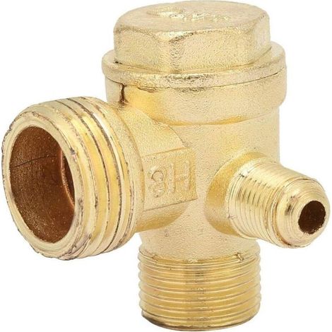 (4..1×3.7×3.7cm)Clapet Anti-Retour de compresseur d'air, Accessoire pneumatique de vanne en Laiton à 3 Ports, pour compresseur d'air pneumatique Central (1/4)