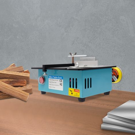 Mini-Tischsäge blaue Tischkreissäge, Generation 2, hochwertige hebbare multifunktionale Metallsägen für Heimwerker, handgefertigtes Holzmodellhandwerk