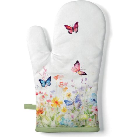 Gant de cuisine papillons et fleurs 18 x 30 cm