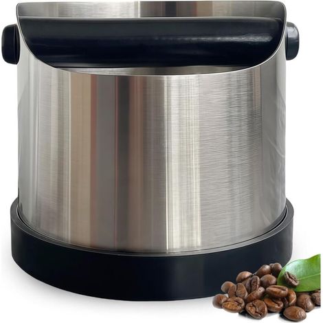 Boîte à marc de café en acier inoxydable de 700 ml pour machines à expresso manuelles – avec raclette en silicone amovible, design élégant argenté, idéale comme cadeau pour les amateurs de café (1/5)