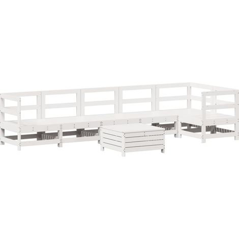 Maison Exclusive - Set Divani da Giardino 7 pz Bianco in Legno Massello di Pino