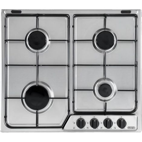 DeLonghi YAF46 ASV Einbau-Gaskochfeld, 4 Brenner, Schwarz/Silber (1/2)