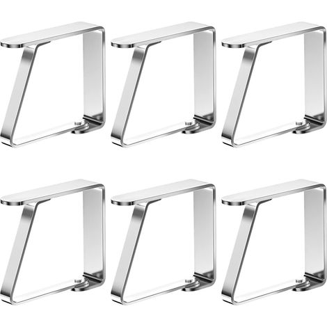 6 pièces Grandes Pince Nappe Inoxydable, Attache Nappe Flexibles et Mobiles, Pinces Nappe de Table Exterieur pour 0-5.5 cm Table de Jardin, Table à Manger familiale de Restaurant (Argent) (1/5)