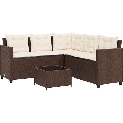 Maison Exclusive - Sofá de jardín en forma de L con mesa y cojine (1/5)