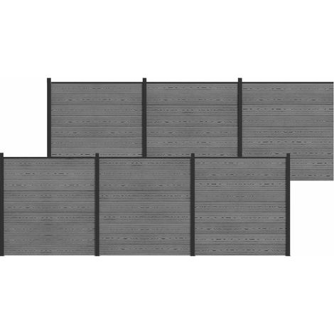 Ensemble de Clôture 1045 x 186 cm WPC et Aluminium Gris vidaXL