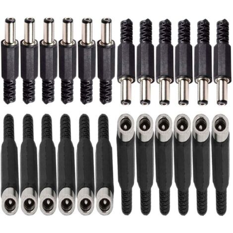 12 Stück DC-Einbausteckverbinder 2,1 mm x 5,5 mm / 2,5 mm x 5,5 mm, 12 Buchsenstecker 5,5 mm x 2,5 mm / 2,1 mm x 5,5 mm