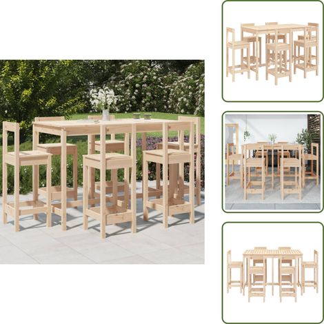 Sedie da bar - vidaXL Set Bar da Giardino 7 pz in Legno Massello di Pino - Mobili da giardino