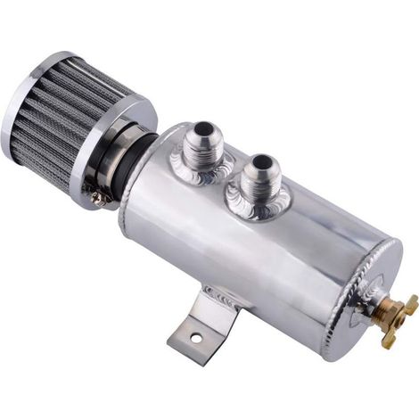 Ölabscheider für Pkw-Motoren, 750 ml Öl- und Luftabscheider, Aluminium-Ölabscheider-Set, Belüftungsbehälter mit Luftfilter, Silber