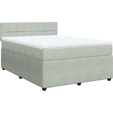 Maison Exclusive - Giroletto a Molle con Materasso Grigio Chiaro 160x200cm Velluto
